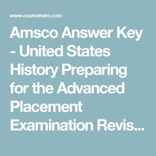 Amsco Advanced Placement United States History Answer Key