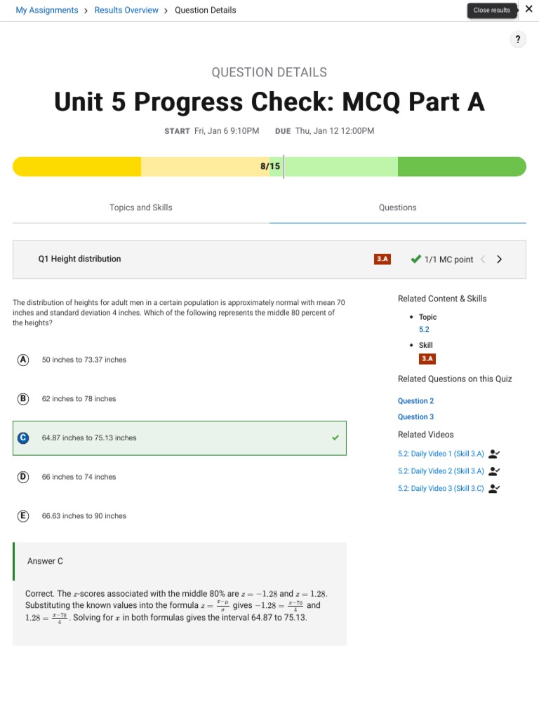 Ap Stat Unit 2 Progress Check Mcq Part B