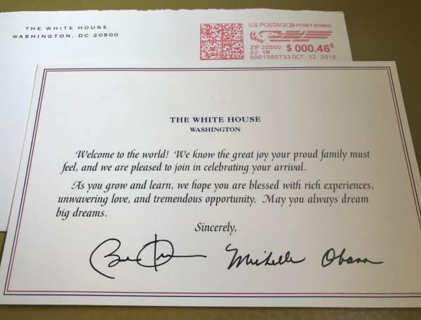 Birth Greeting From White House