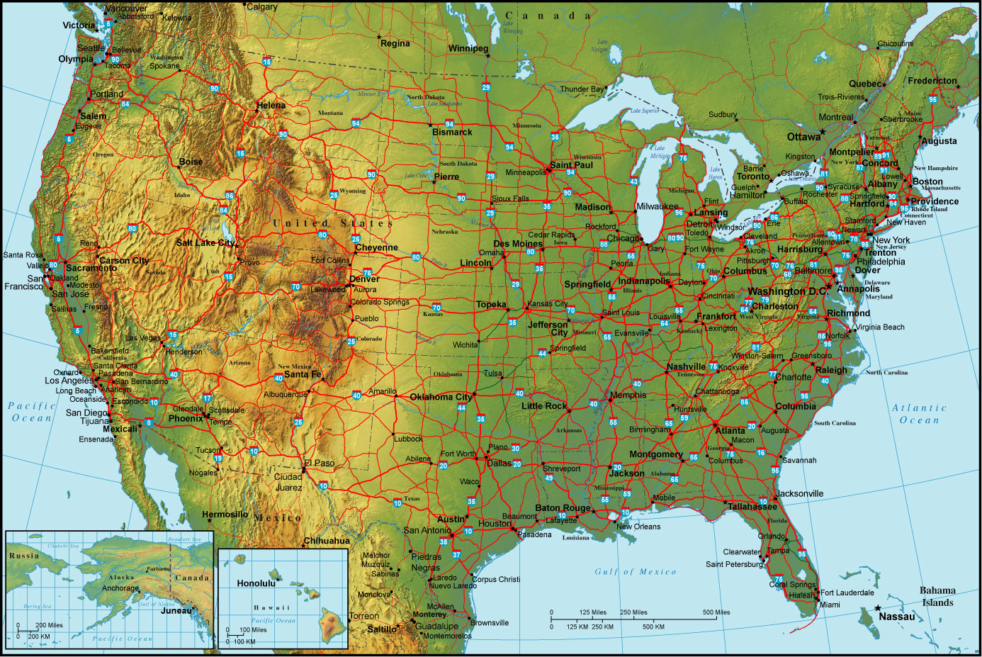 Free Physical Map Of United States Free Physical Map Of United States