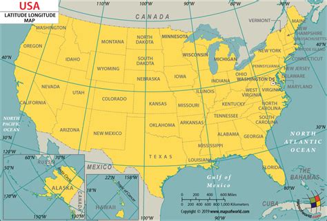 Longitude And Latitude Of United States