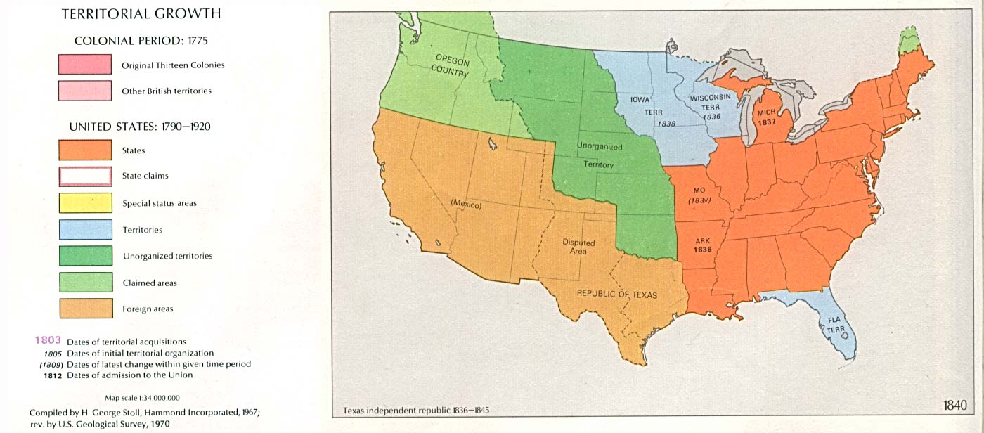 Map Of United States In 1840 Map Of United States In 1840
