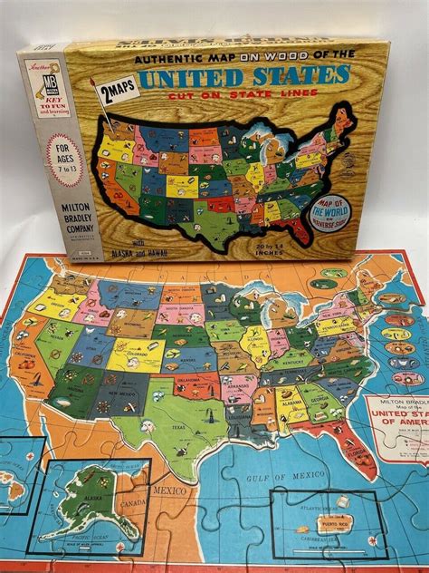 Milton Bradley Individual United States Map Wood Puzzle 1961 Arts Milton Bradley Individual United States Map Wood Puzzle 1961 Arts