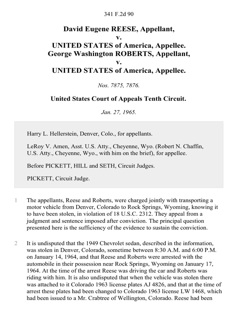 Reese V United States