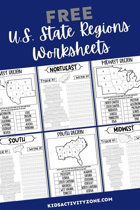 Regions Of United States Worksheets
