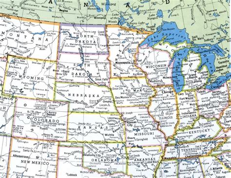 Road Map Of Midwestern United States