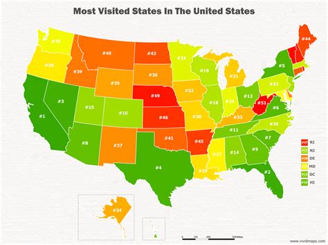 The Most Visited States In The United States Vivid Maps The Most Visited States In The United States Vivid Maps