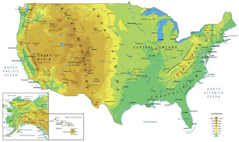 The Physical Map Of The United States The Physical Map Of The United States