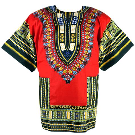 Traditional African Dashiki Shirt Dress Unisex For Men Or Women Red Traditional African Dashiki Shirt Dress Unisex For Men Or Women Red