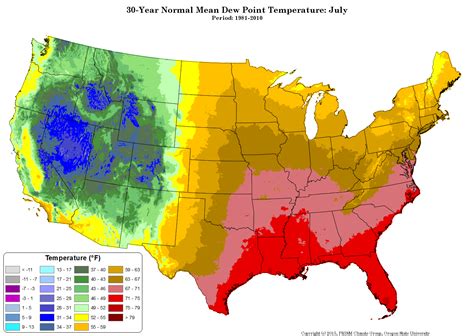 U S Map By Mean Dew Point Temperature In July R Mapporn U S Map By Mean Dew Point Temperature In July R Mapporn
