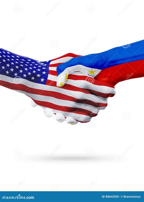 United States And Philippines Flags Concept Cooperation Business United States And Philippines Flags Concept Cooperation Business