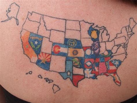 United States Map Tattoo