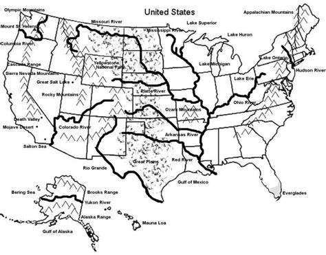 United States Mountains And Rivers Map