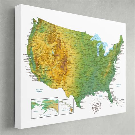 United States Push Pin Map With Pins Topographic Modern Map Art United States Push Pin Map With Pins Topographic Modern Map Art
