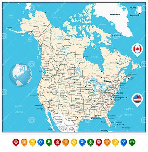 Usa Und Gro E Ausf Hrliche Politische Karte Kanadas Mit Kartenzeigern Usa Und Gro E Ausf Hrliche Politische Karte Kanadas Mit Kartenzeigern